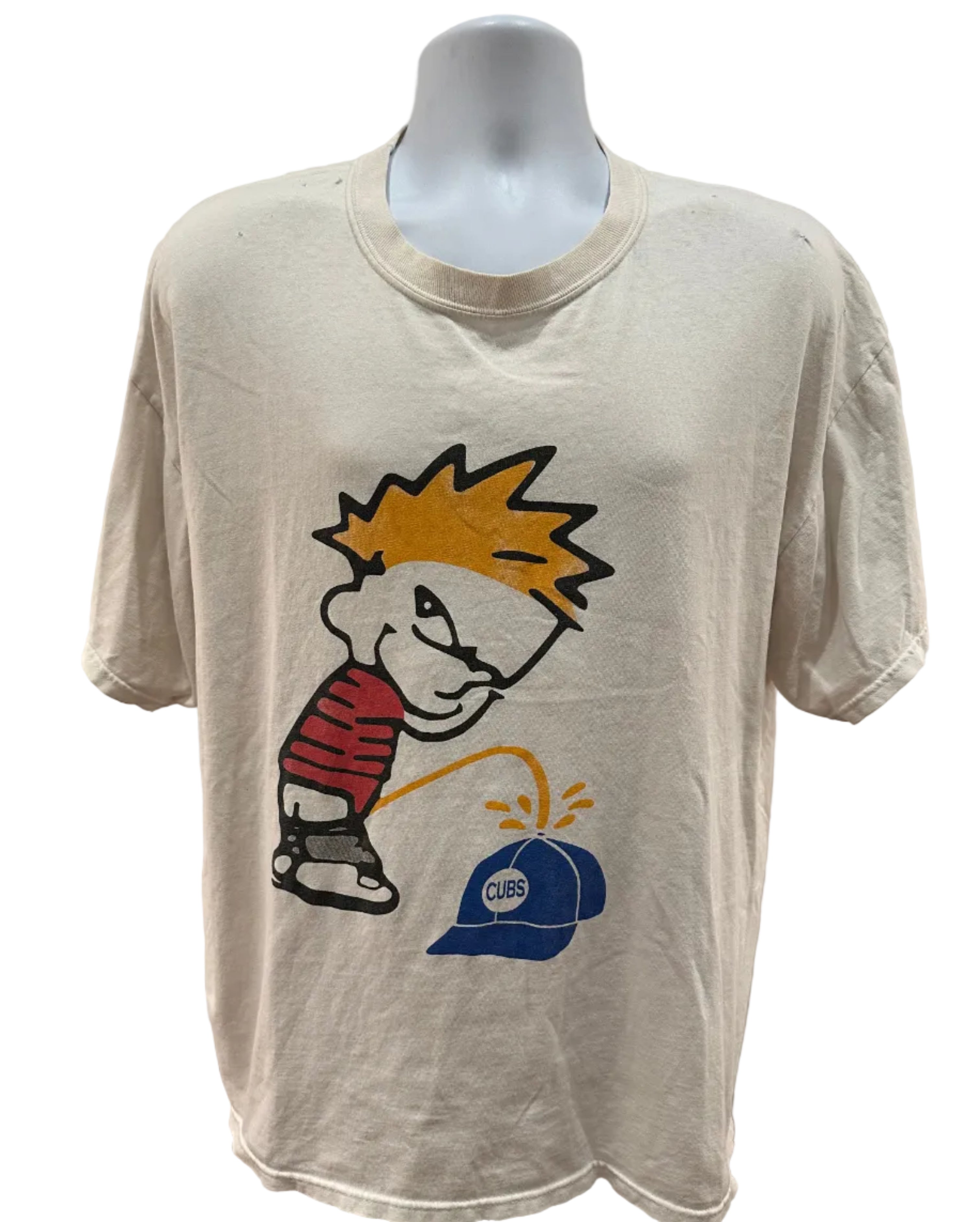 (Men's XL) 90s Calvin and Hobbes "Cubs Suck" Short Sleeve