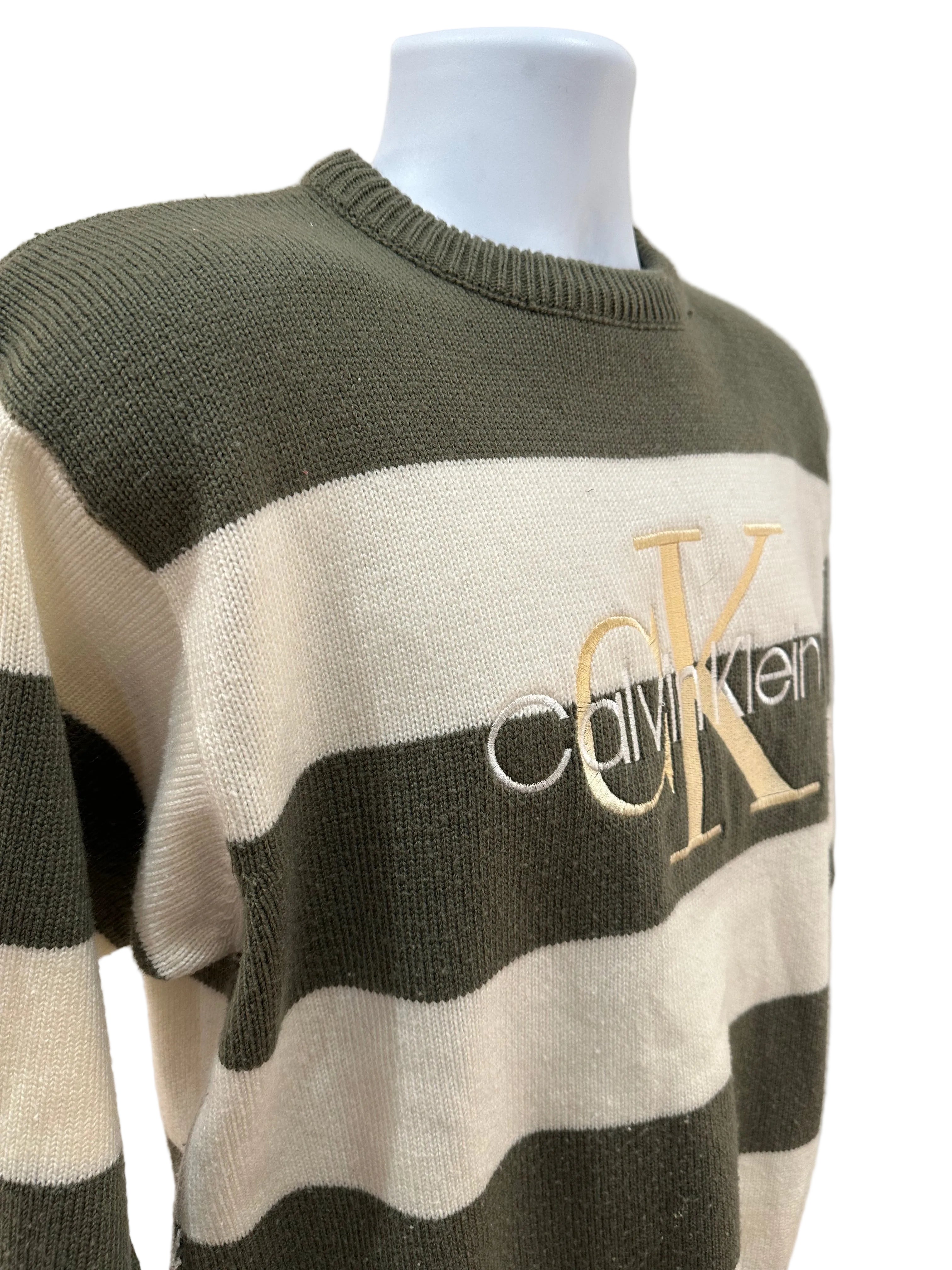 (Women's Large) 90s Calvin Klein Striped Sweater