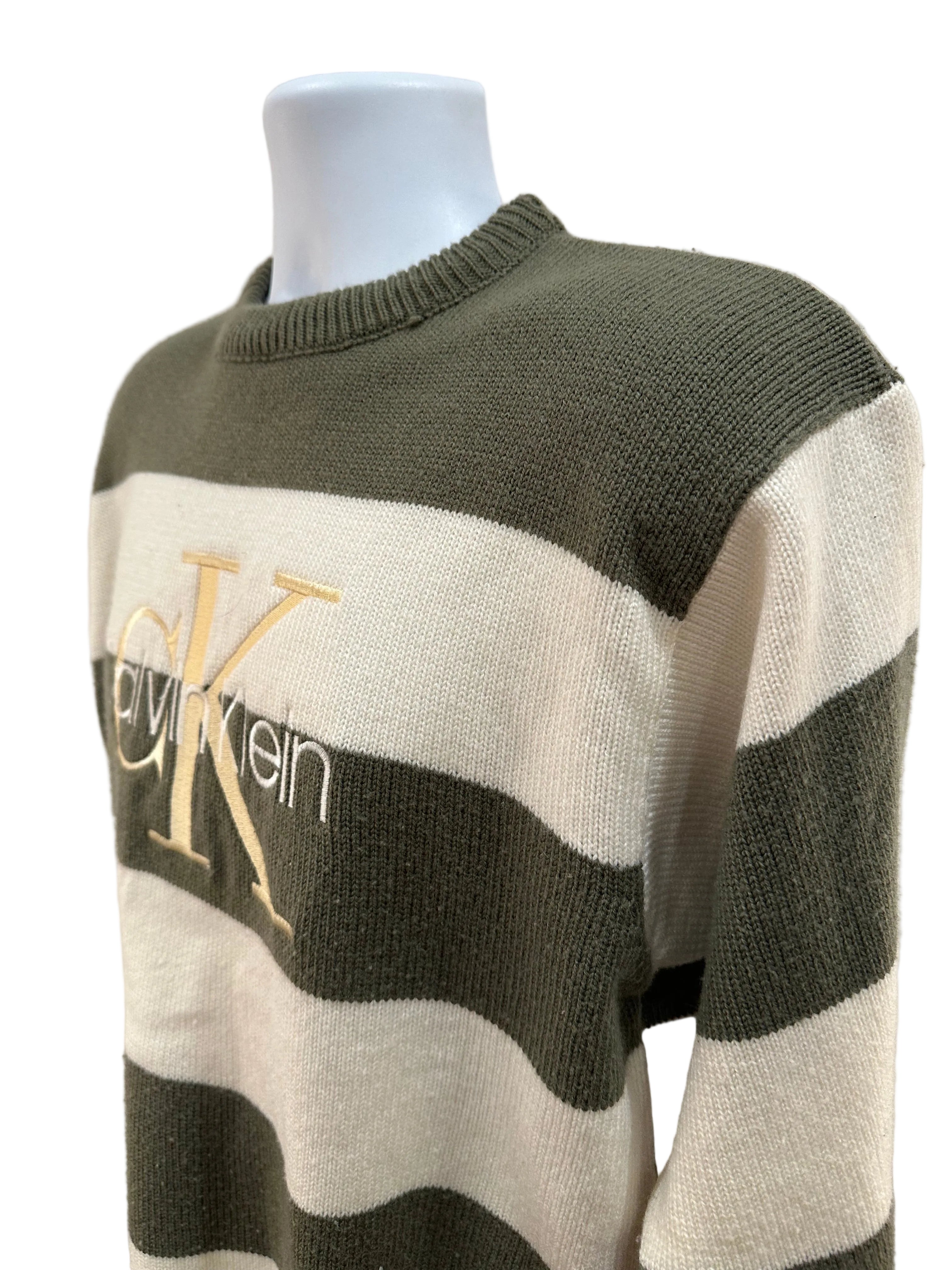 (Women's Large) 90s Calvin Klein Striped Sweater