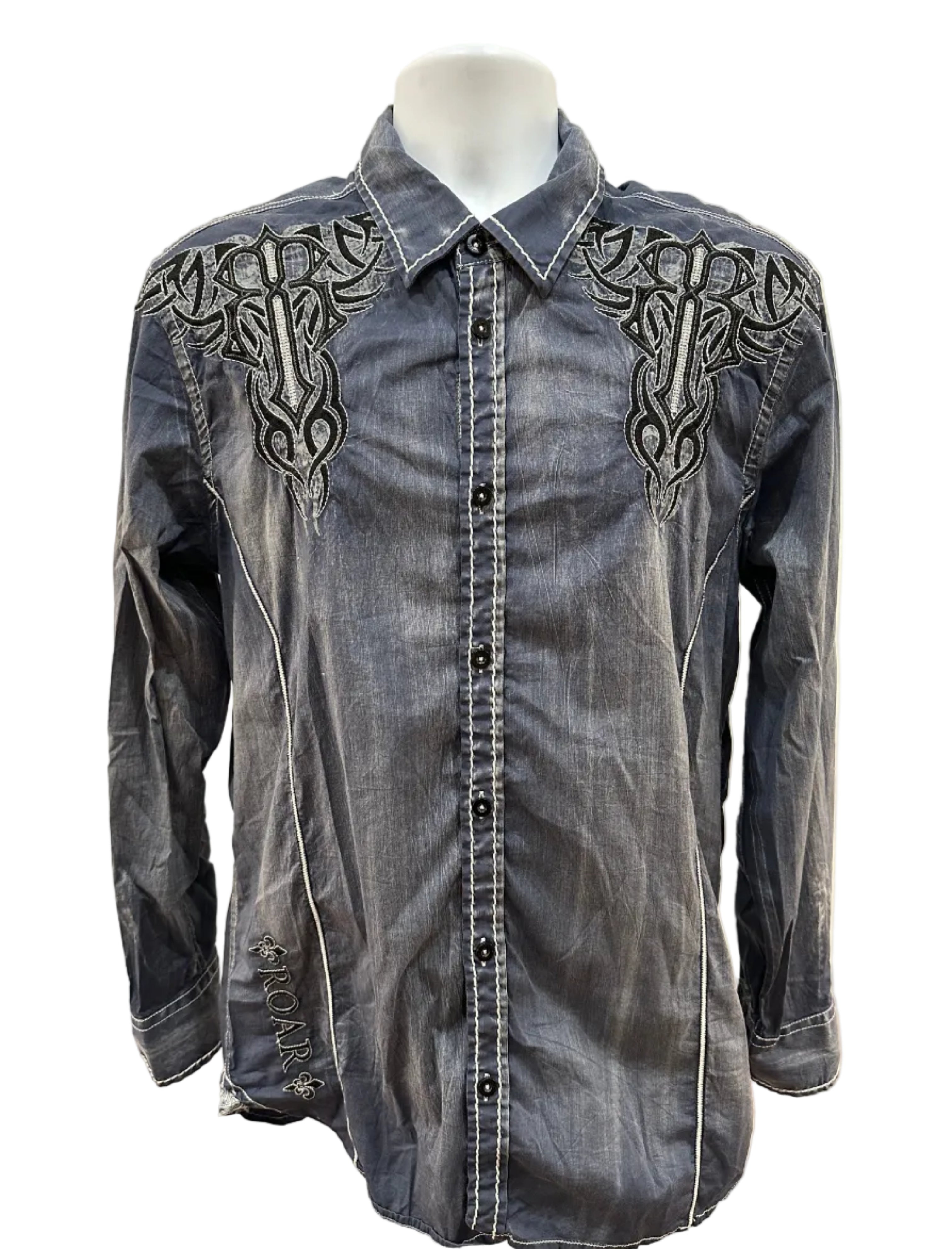 (Men's Large) Y2K Grunge Roar Button Up
