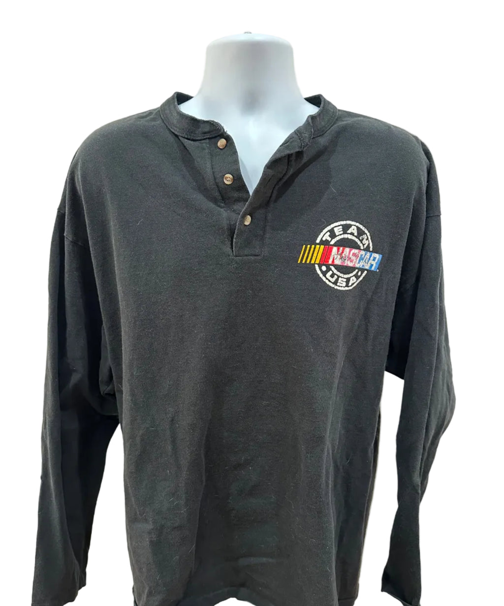(Men's 2X) 90s Team Nascar Long Sleeve Henley