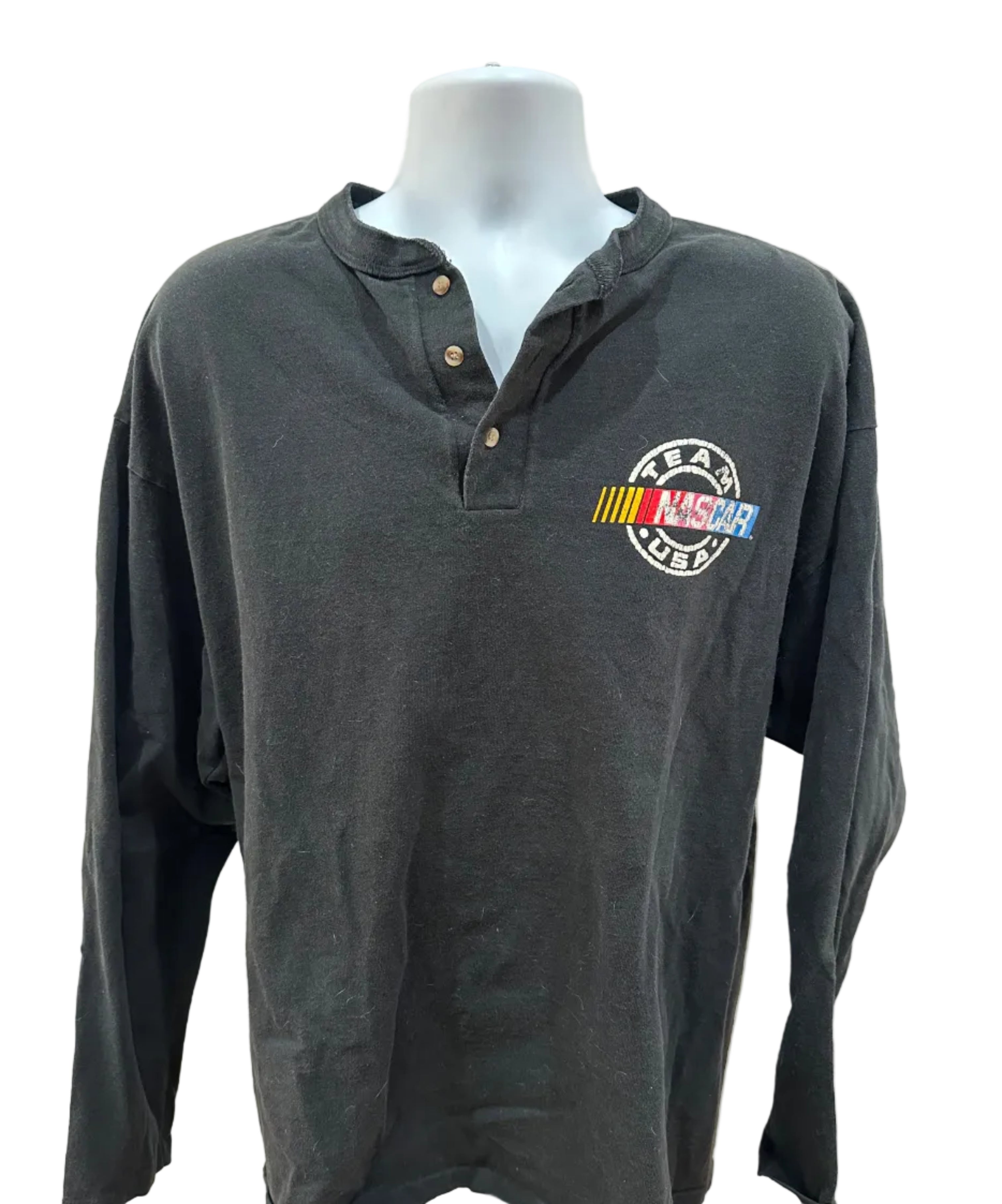 (Men's 2X) 90s Team Nascar Long Sleeve Henley