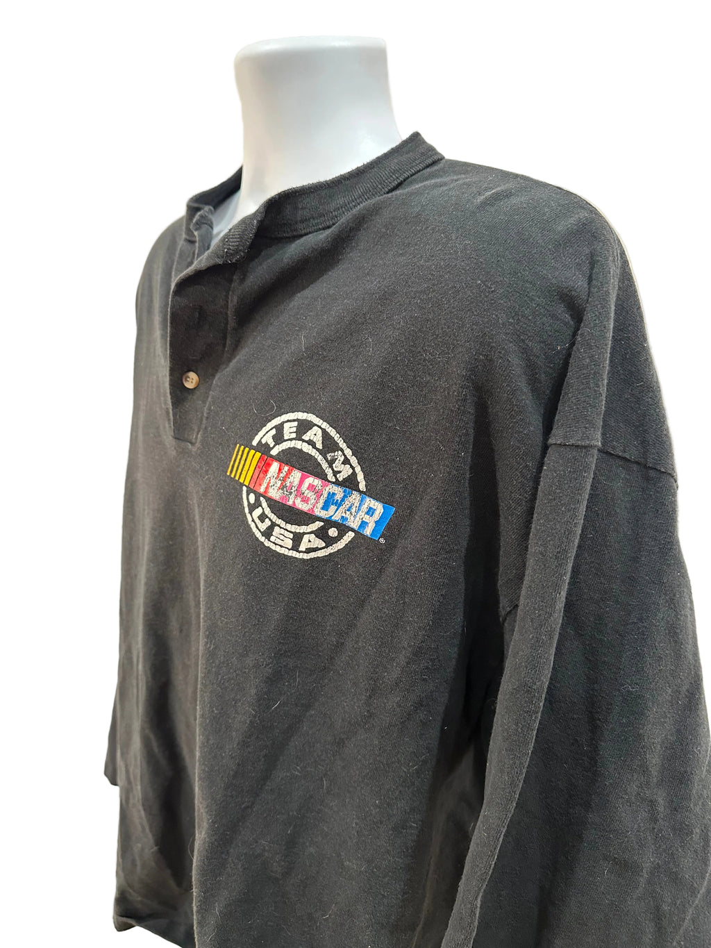 (Men's 2X) 90s Team Nascar Long Sleeve Henley