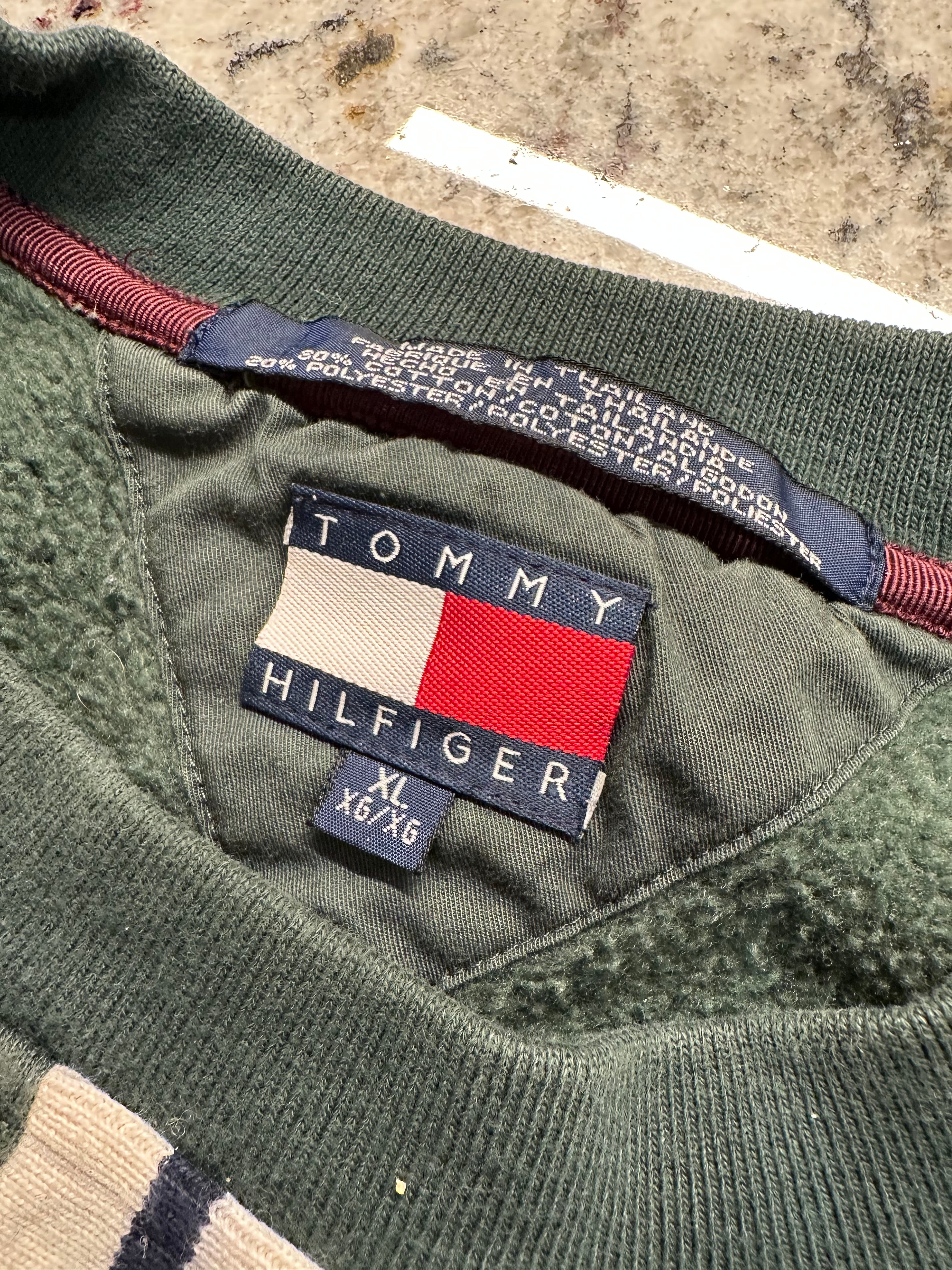 (Men's XL) 90s Tommy Hilfiger Striped Crewneck