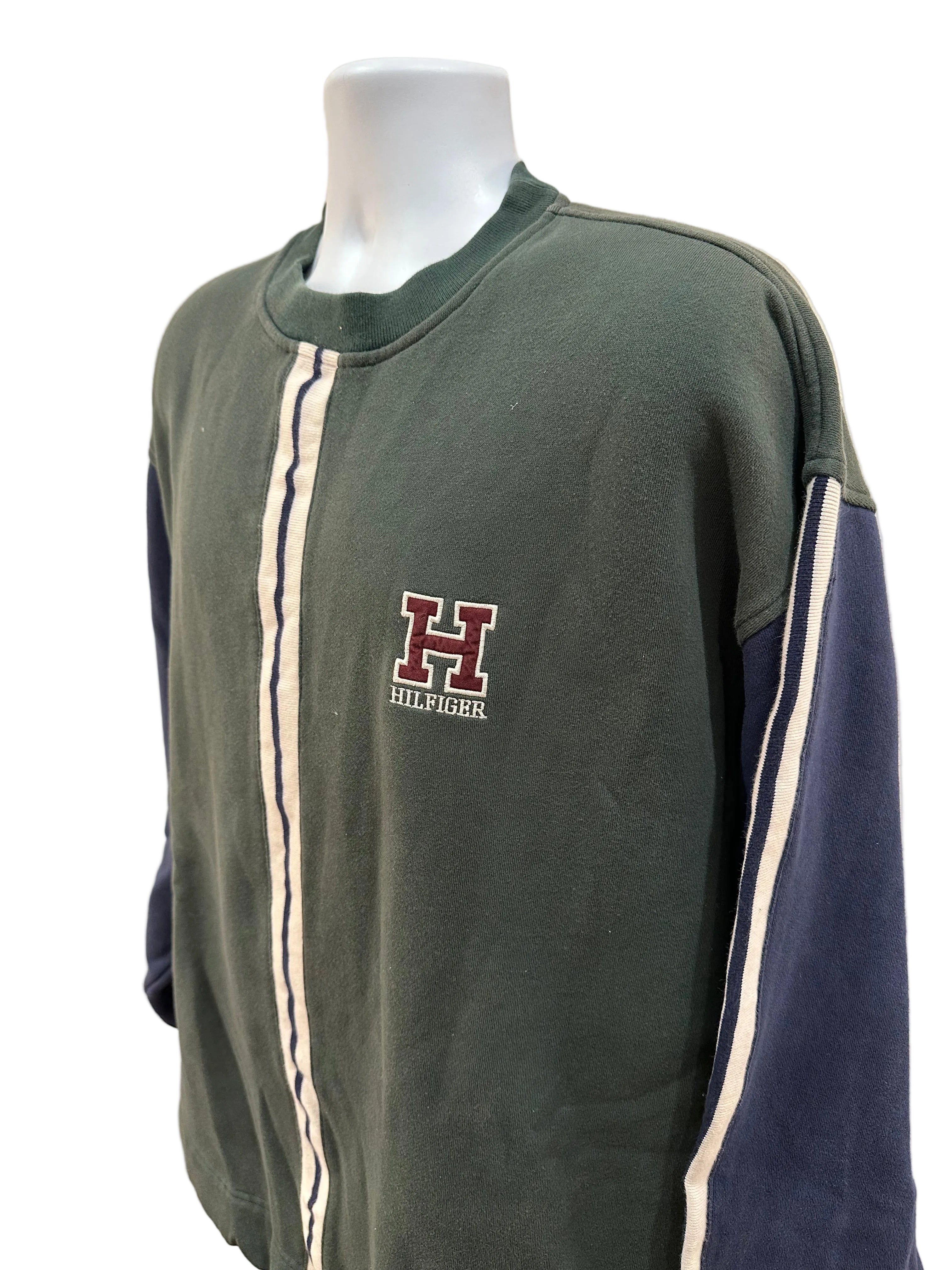 (Men's XL) 90s Tommy Hilfiger Striped Crewneck